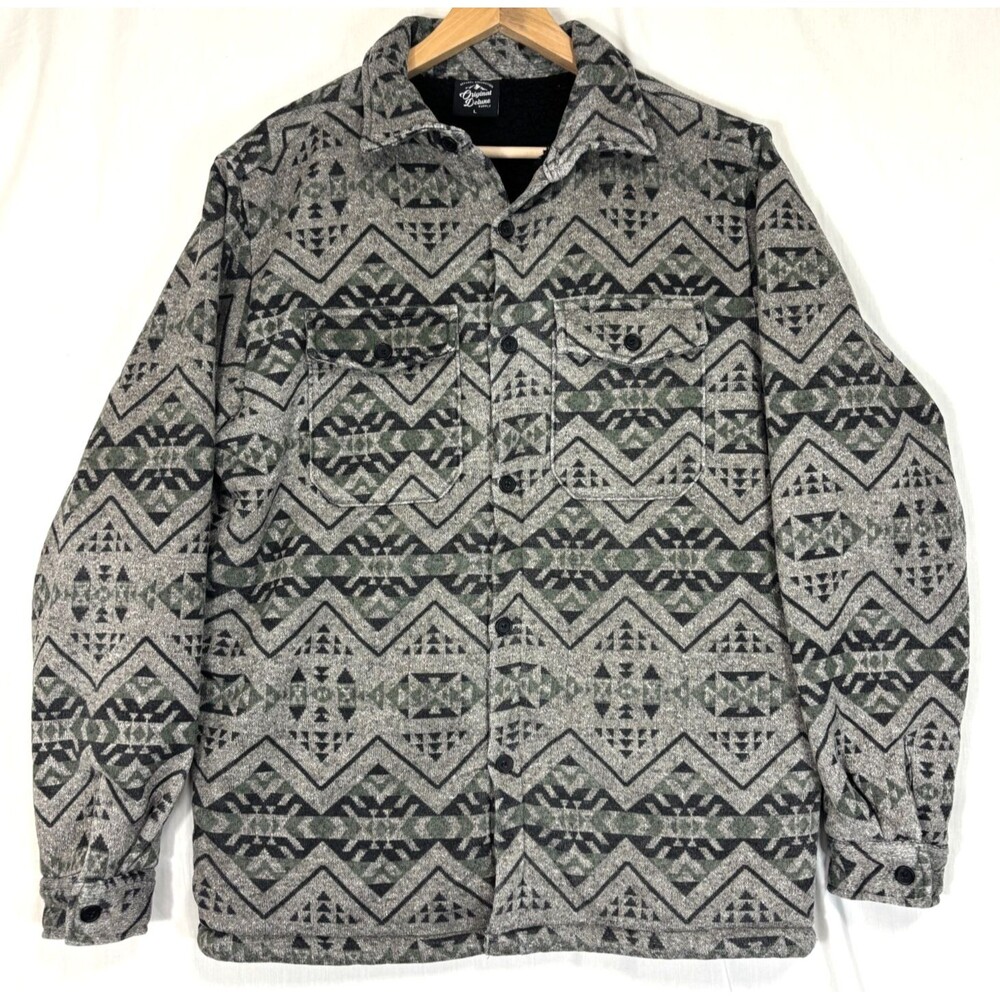 Original Deluxe Supply Sherpa Lined Aztec Fleece Shacket Mens‎ L Southwestern